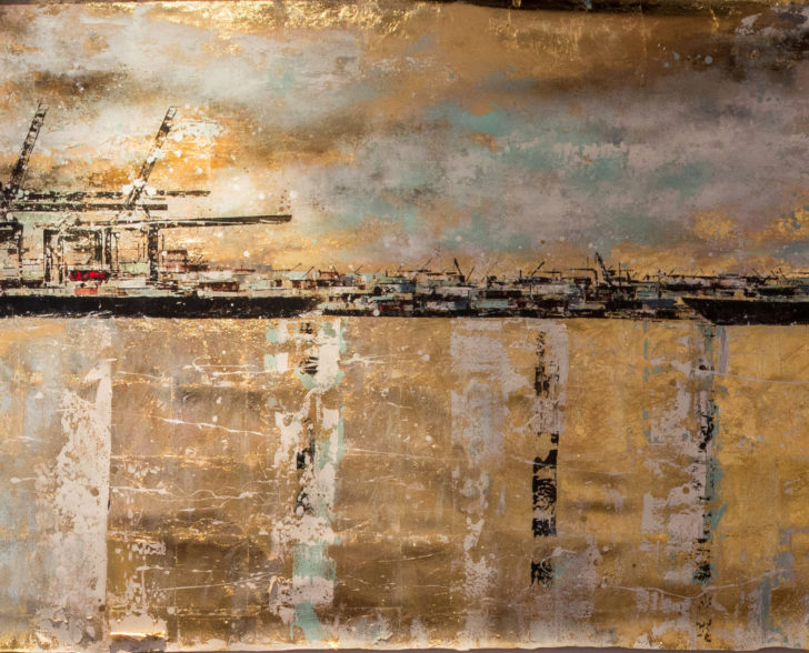 6 METER HAFEN AUF BLATTGOLD, 600 cm x 100 cm