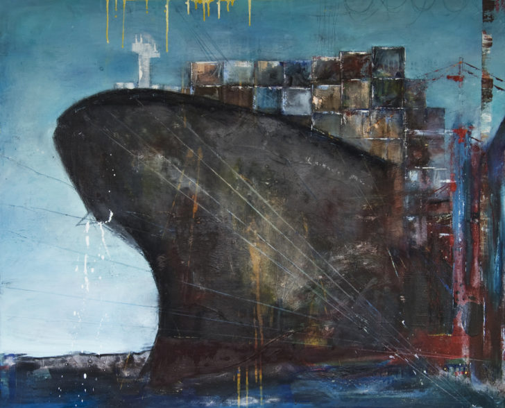 CONTAINERSCHIFF 140 cm x 140 cm