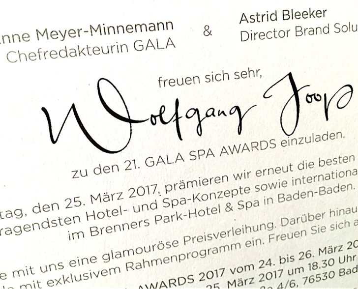 Einladung Gala Spa Award