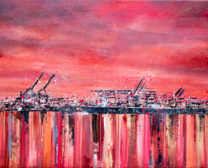 ROTER HAFEN 120 cm x 80 cm