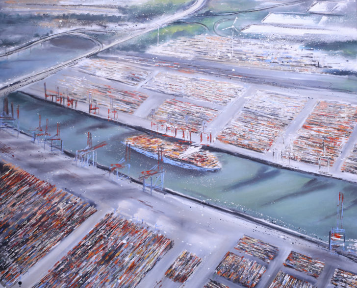 HAFEN AUS DER LUFT 140 cm x 140 cm