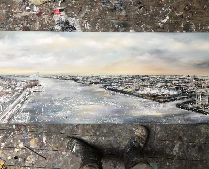 Hafen auf Leinwand ( Elbphilharmonie )